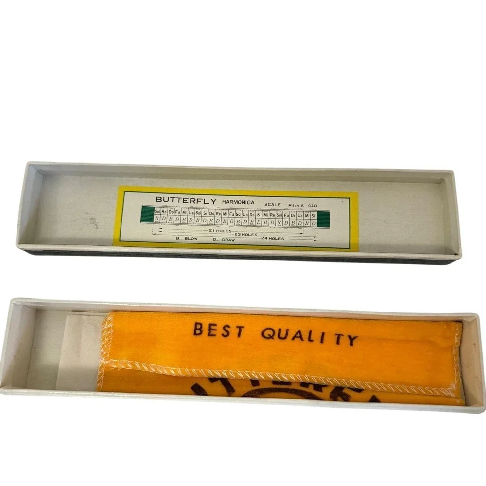 Butterfly Harmonica Musical Instrument 7 3/8 OS Silver A# Key A-440 Tremolo